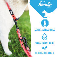 Fumiko® Halsband & Leine Kombi Fancy Neon aus Biothane